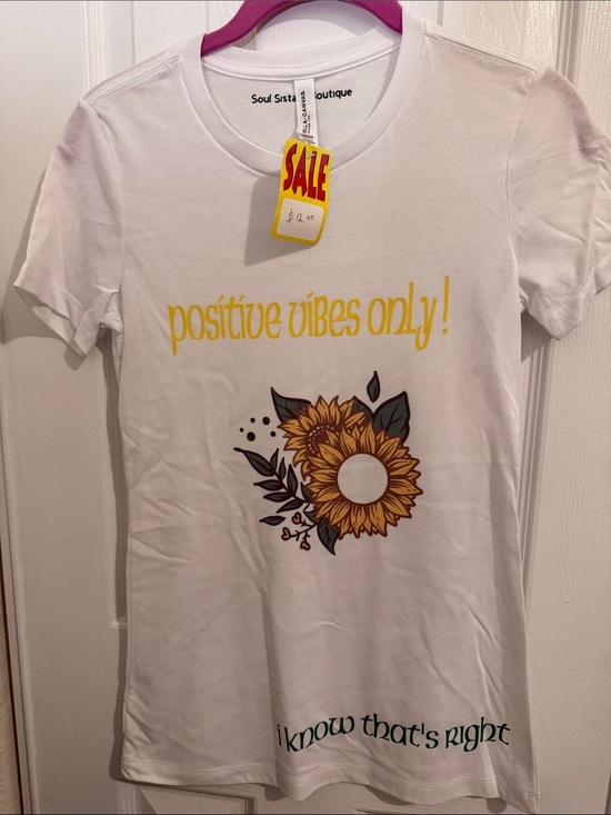 Bella Canvas Tops - Bella Canvas White Tee with Yellow Sunflower Graphic